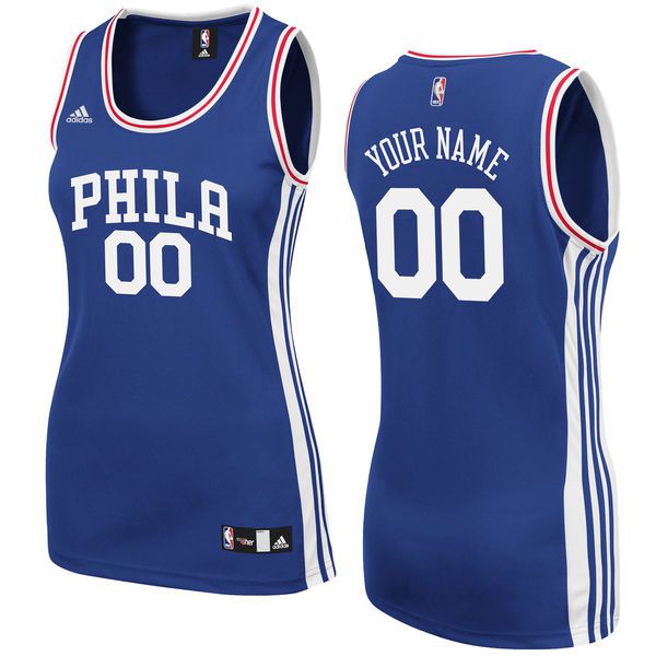 Women Philadelphia 76ers Adidas Royal Custom Replica Road NBA Jersey->customized nba jersey->Custom Jersey